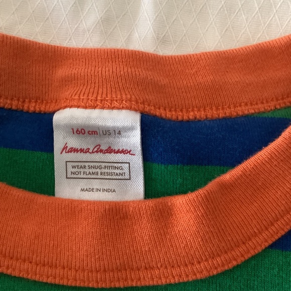 Hanna andersson size 14 green blue pj cotton short set - Picture 3 of 16